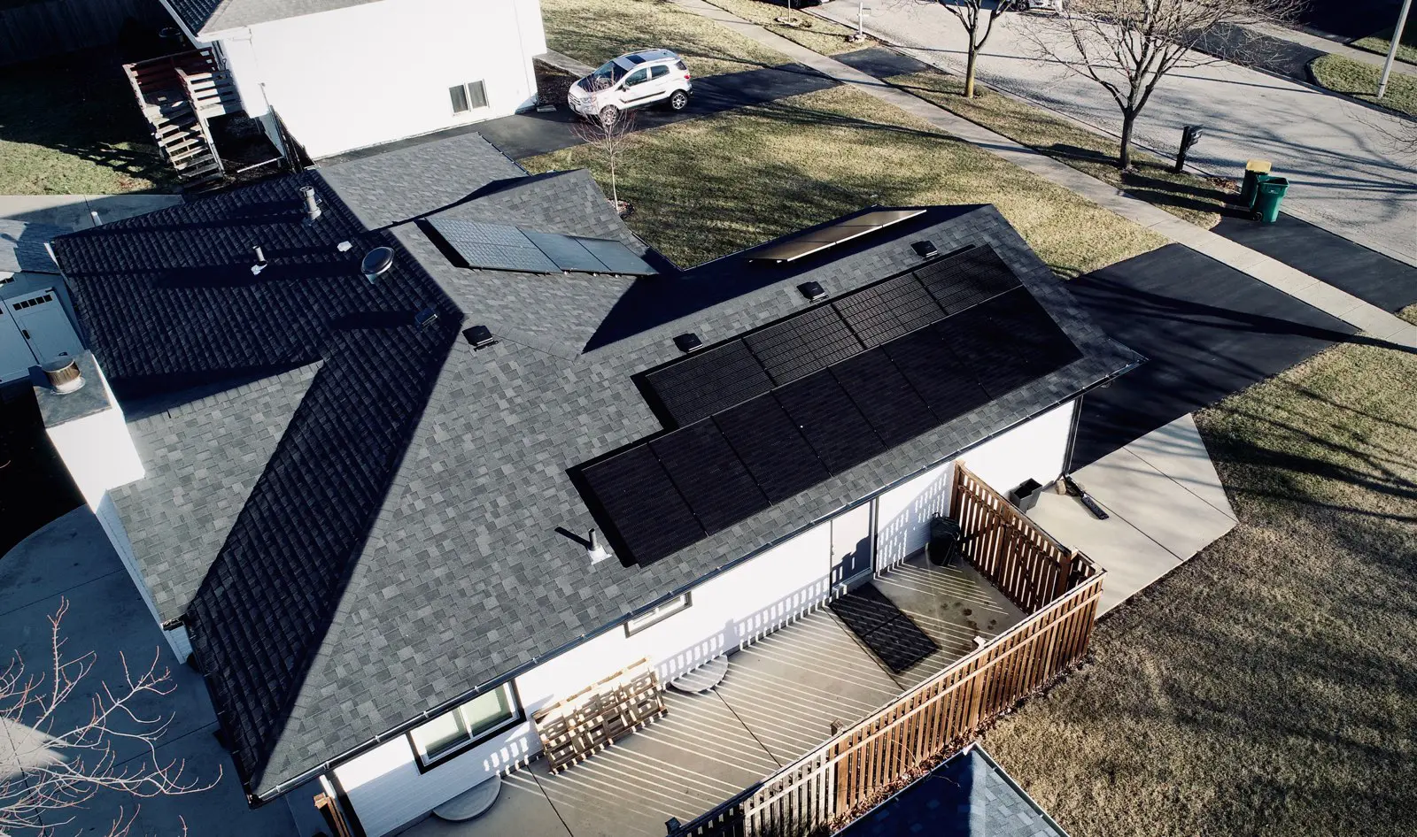 Dark roof solar installation